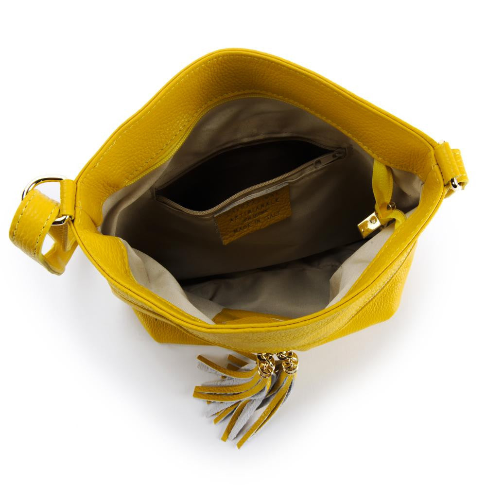 Sac bandoulière en cuir grainé LONDON Jaune tournesol