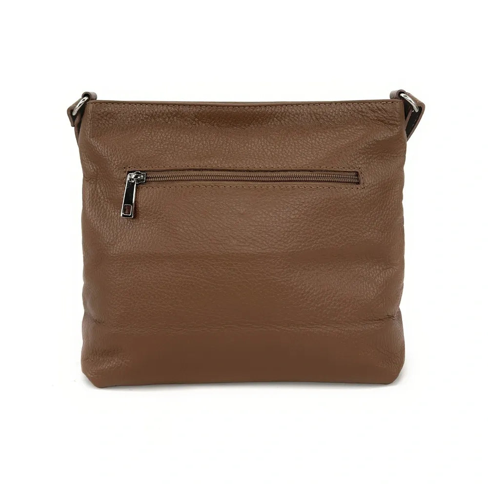 Sac bandoulière en cuir grainé LONDON Taupe foncé