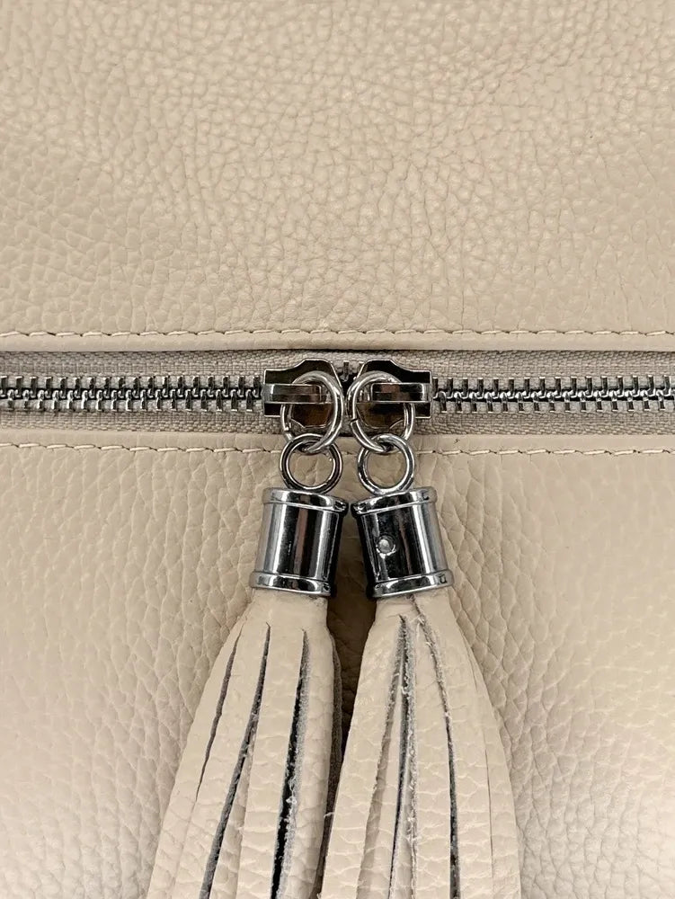 Sac bandoulière en cuir grainé LONDON Taupe clair