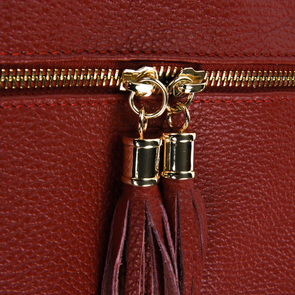 Sac bandoulière en cuir grainé LONDON Rouge garance