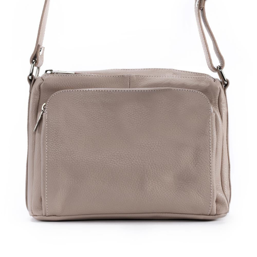 Sac trotteur à bandoulière en cuir grainé MANHATTAN Rose nude
