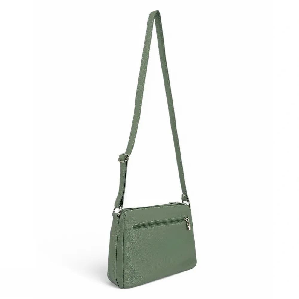 Sac trotteur à bandoulière en cuir grainé MANHATTAN Vert pastel