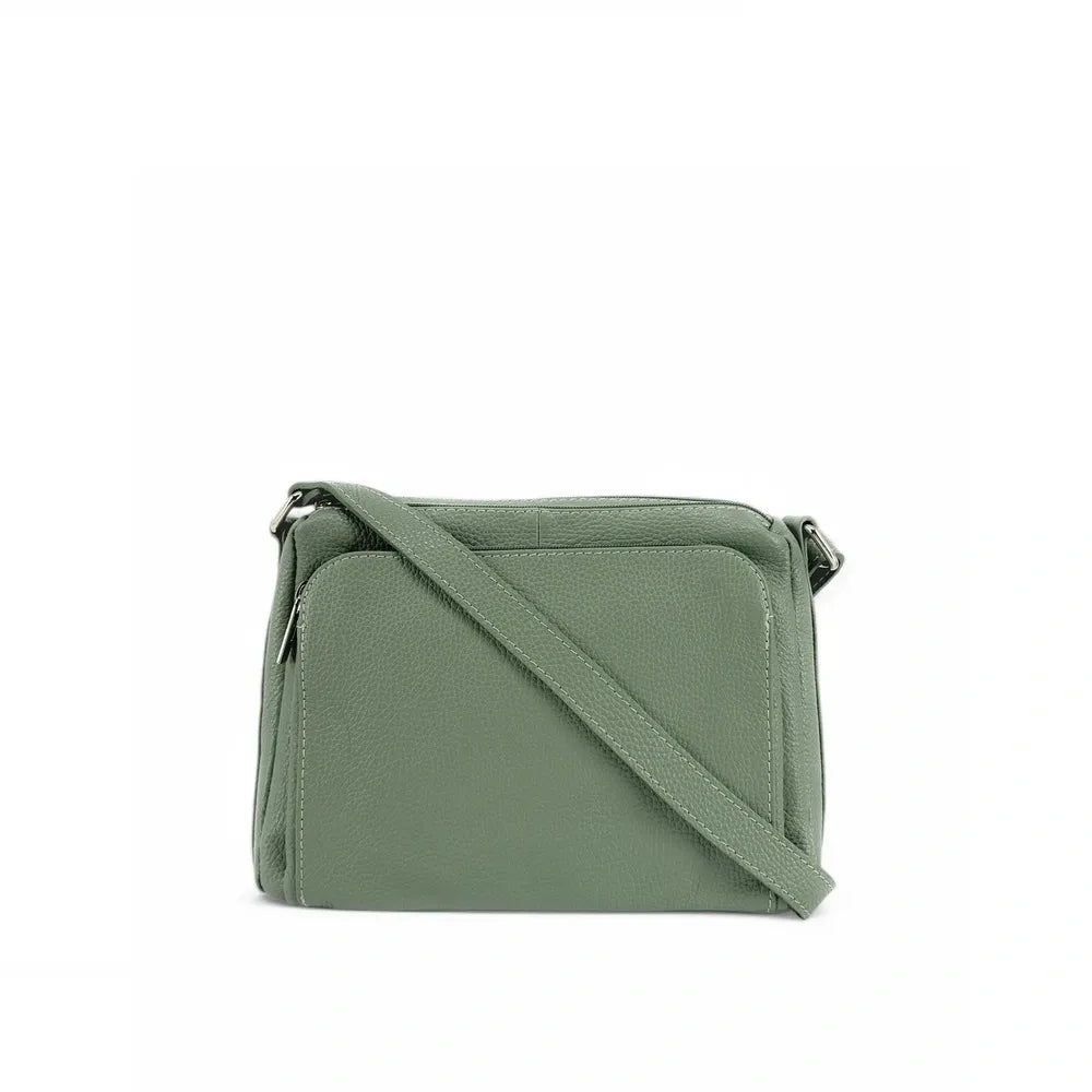 Sac trotteur à bandoulière en cuir grainé MANHATTAN Vert pastel