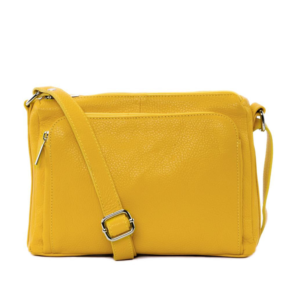 Sac trotteur à bandoulière en cuir grainé MANHATTAN Jaune tournesol