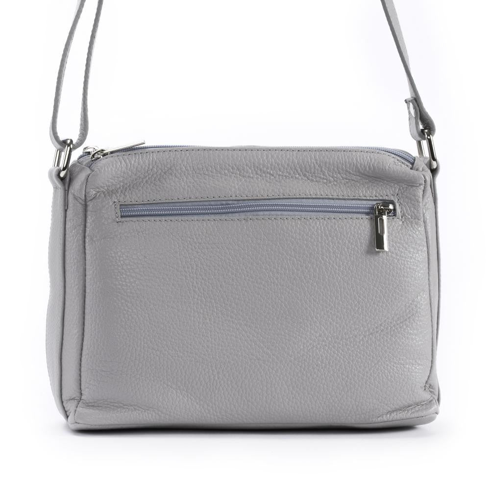 Sac trotteur à bandoulière en cuir grainé MANHATTAN Gris clair