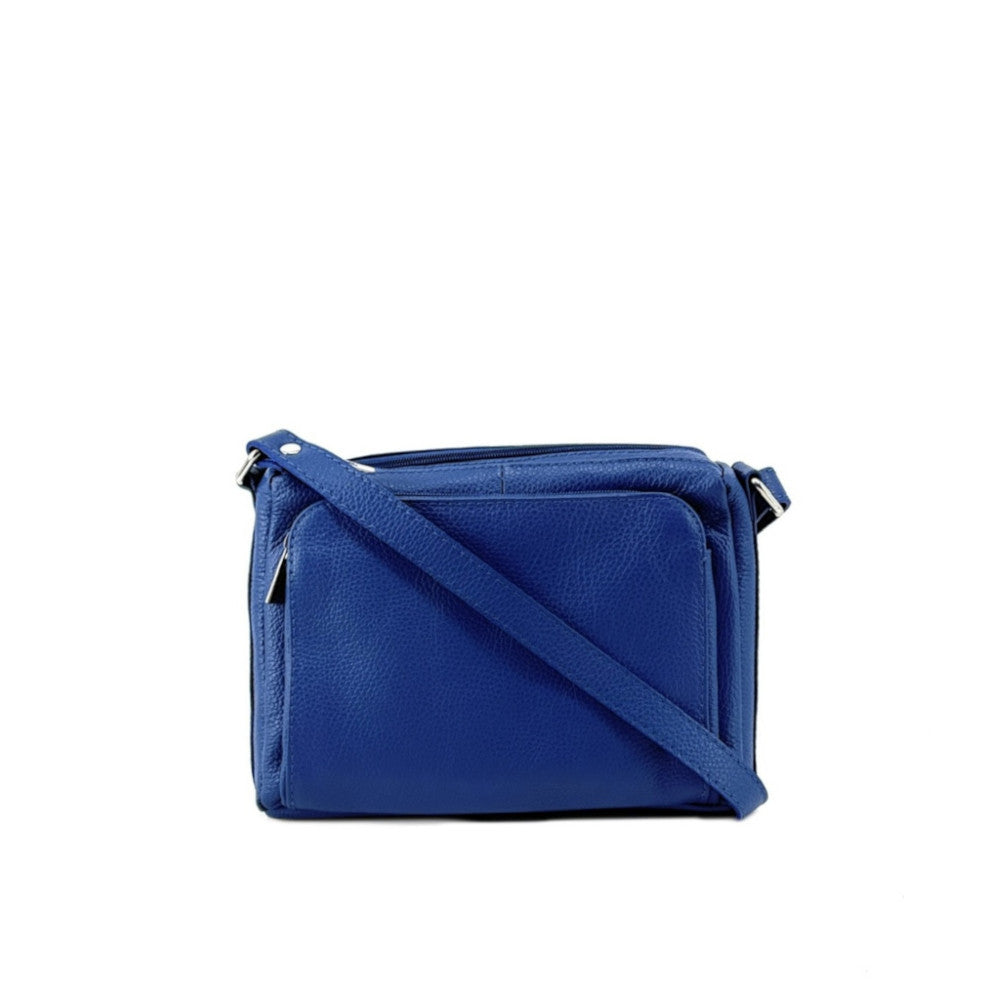 Sac trotteur à bandoulière en cuir grainé MANHATTAN Bleu roi