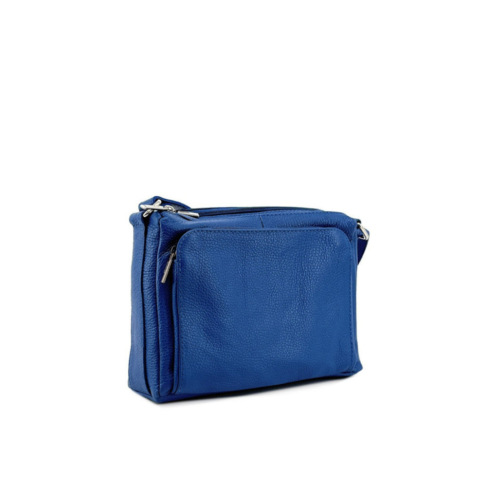 Sac trotteur à bandoulière en cuir grainé MANHATTAN Bleu roi