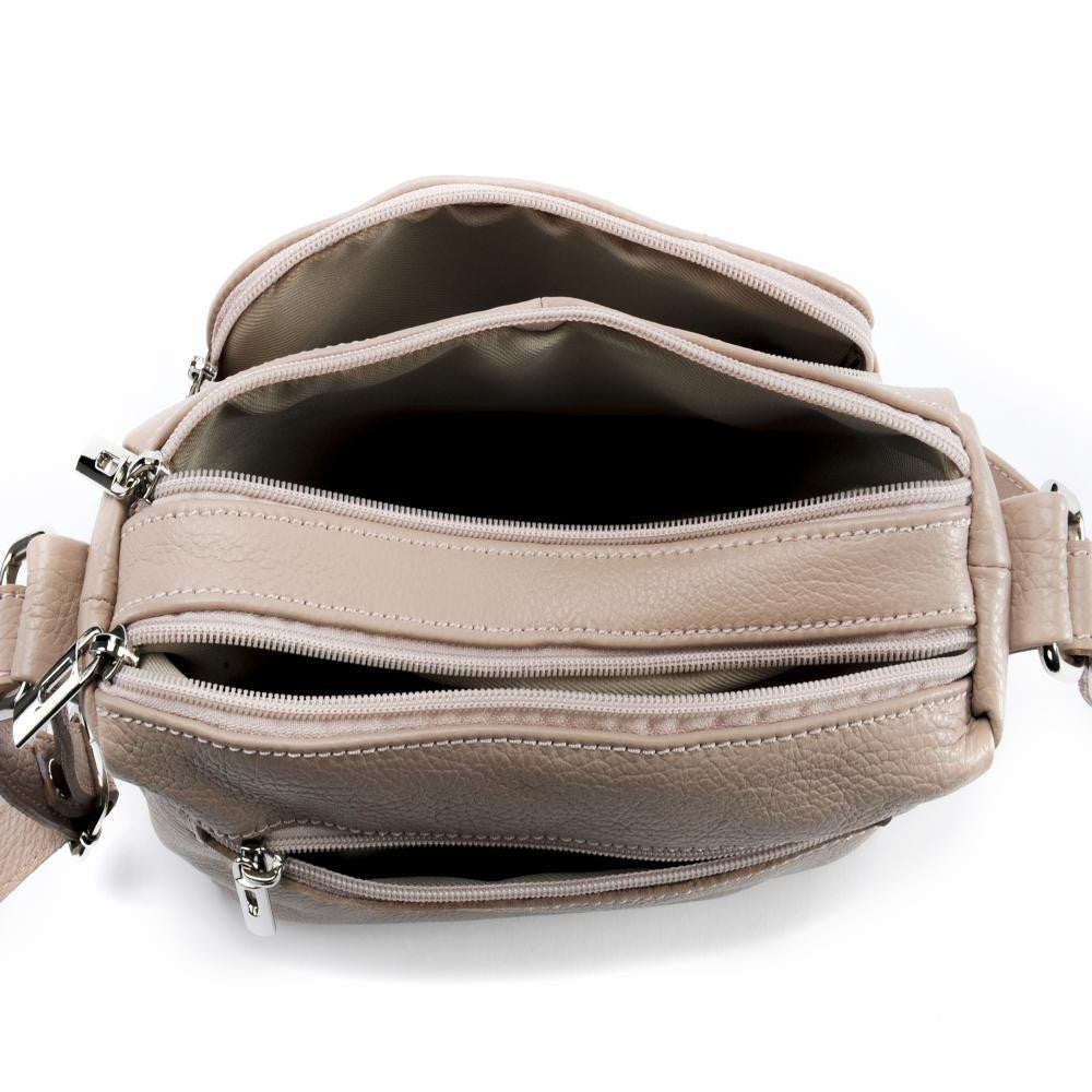 Sac trotteur à bandoulière en cuir grainé MANHATTAN Rose nude