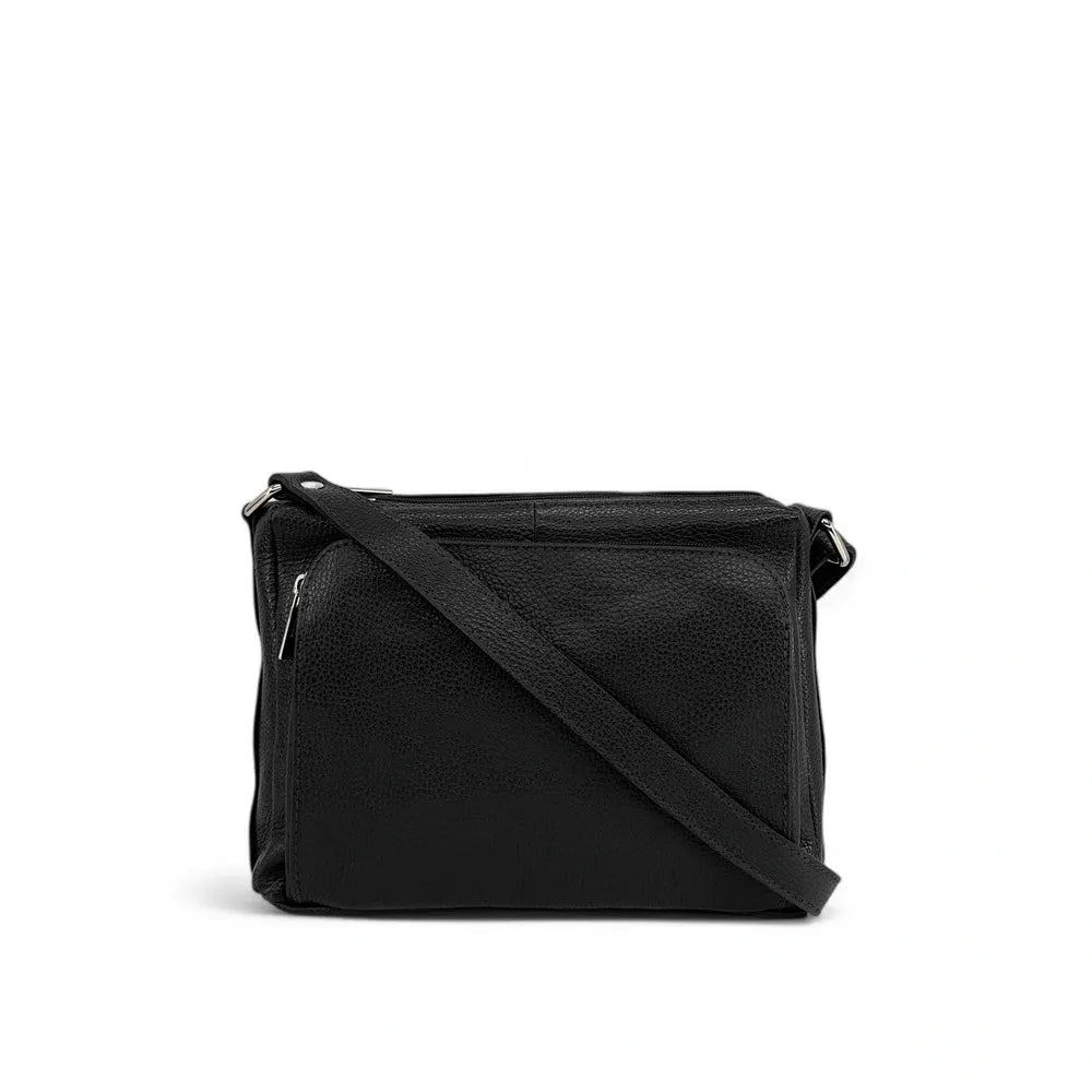 Sac trotteur à bandoulière en cuir grainé MANHATTAN Noir