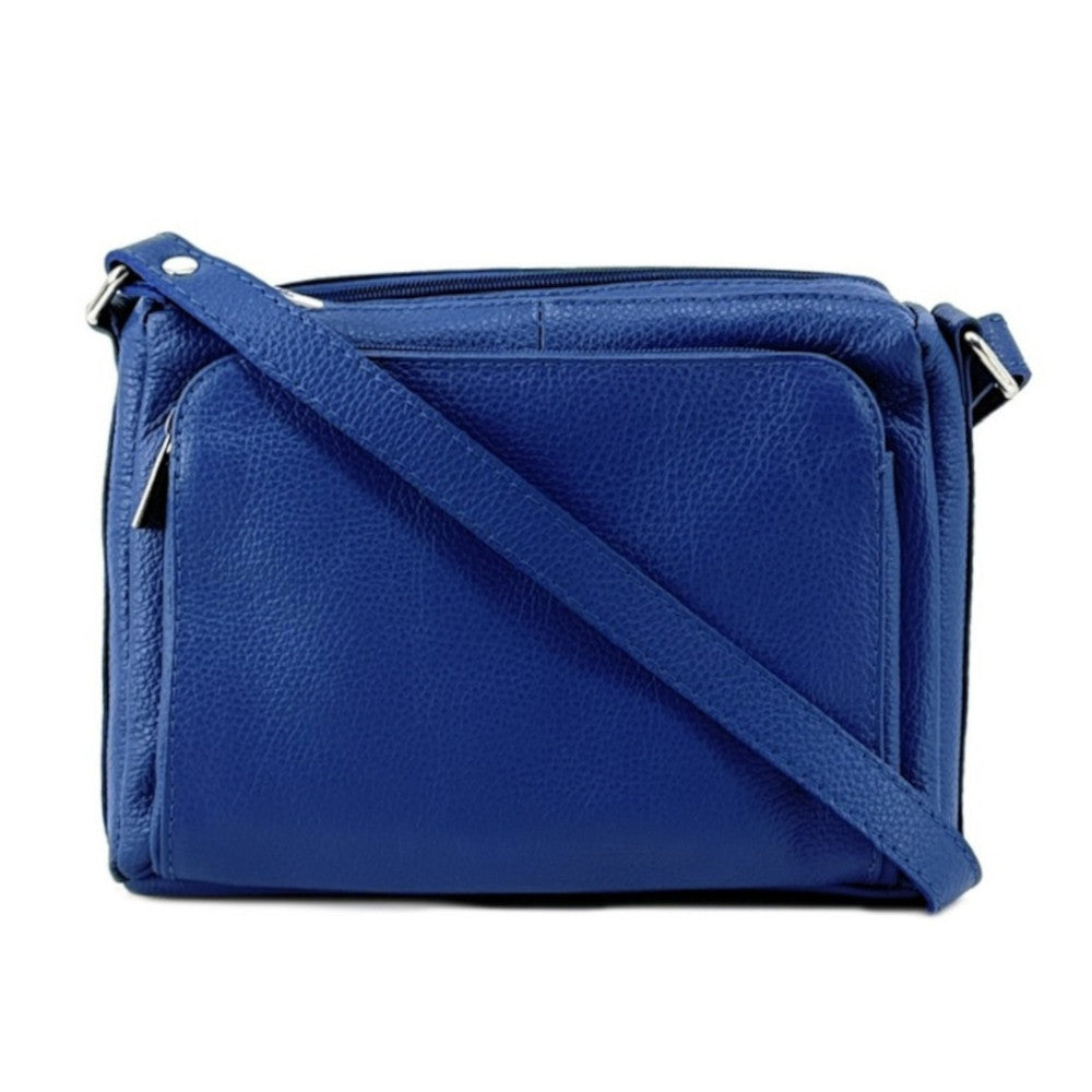 Sac trotteur à bandoulière en cuir grainé MANHATTAN Bleu roi