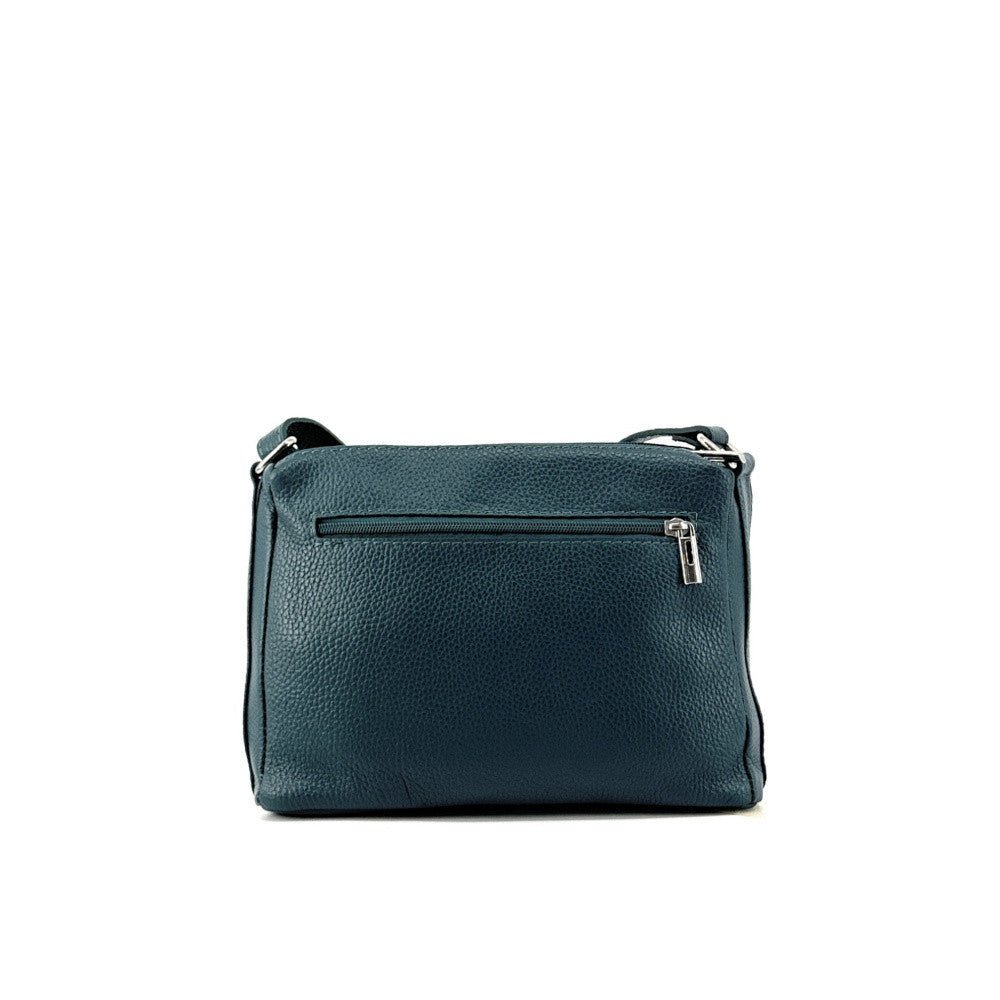 Sac trotteur à bandoulière en cuir grainé MANHATTAN Bleu vert canard