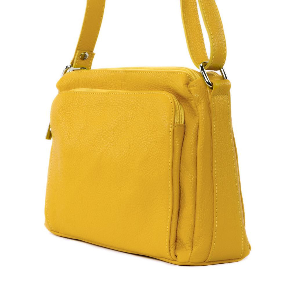 Sac trotteur à bandoulière en cuir grainé MANHATTAN Jaune tournesol