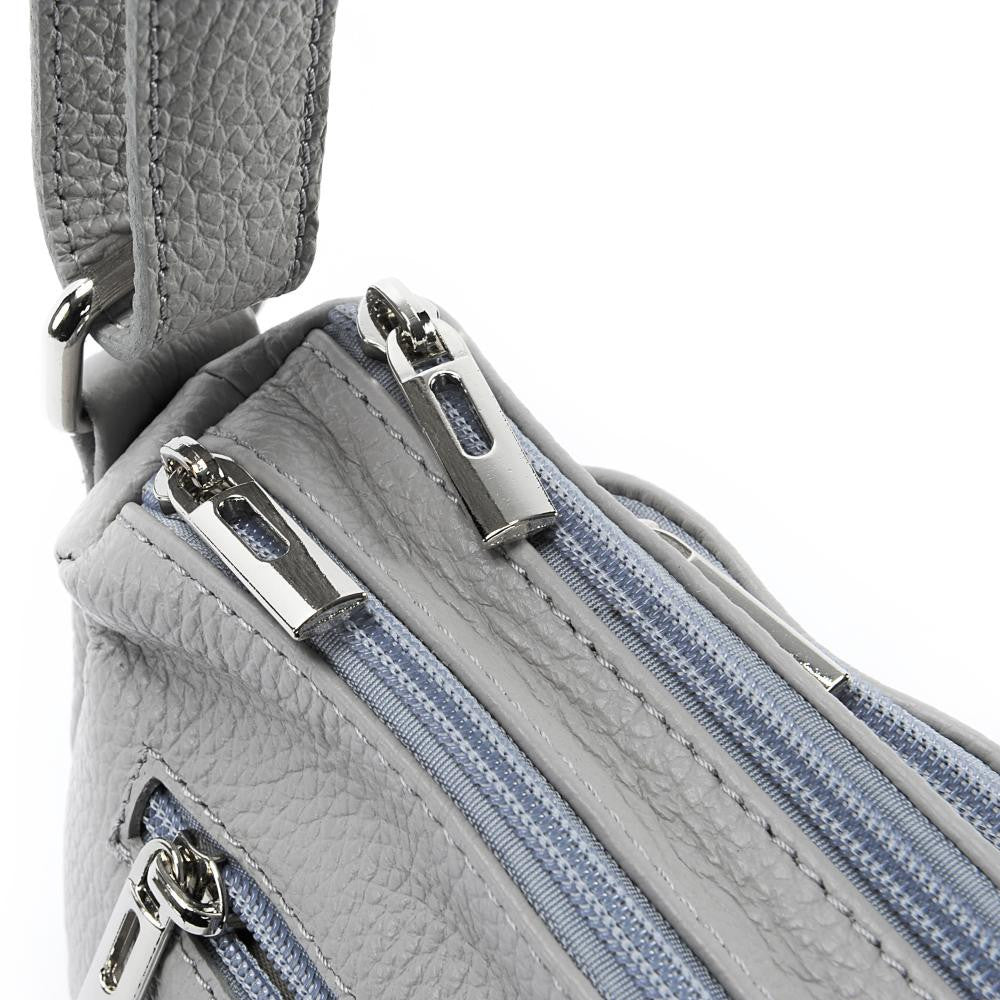 Sac trotteur à bandoulière en cuir grainé MANHATTAN Gris clair