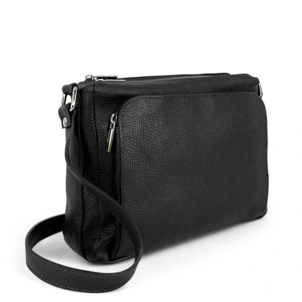 Sac trotteur à bandoulière en cuir grainé MANHATTAN Noir