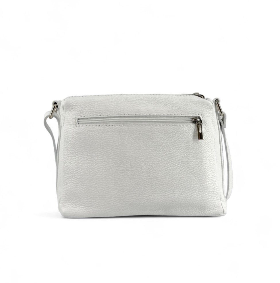Sac trotteur à bandoulière en cuir grainé MANHATTAN Blanc