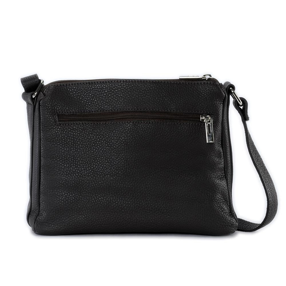 Sac trotteur à bandoulière en cuir grainé MANHATTAN Chocolat