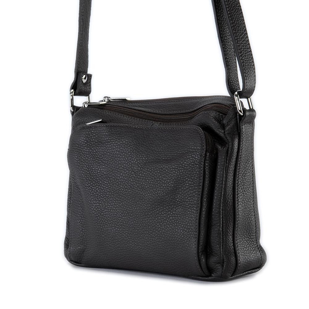 Sac trotteur à bandoulière en cuir grainé MANHATTAN Chocolat