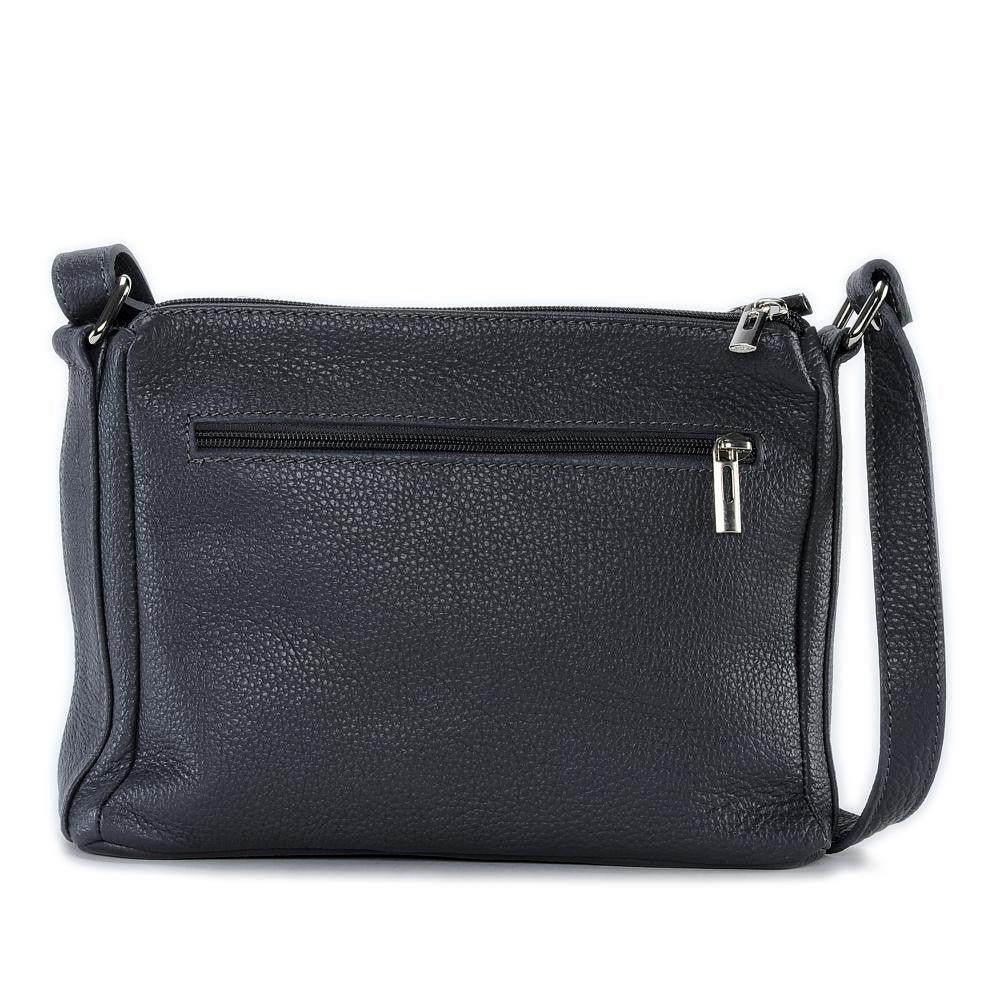 Sac trotteur à bandoulière en cuir grainé MANHATTAN Gris foncé