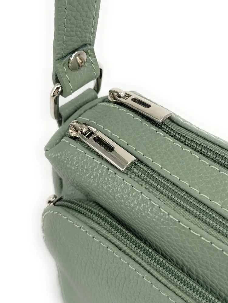 Sac trotteur à bandoulière en cuir grainé MANHATTAN Vert pastel