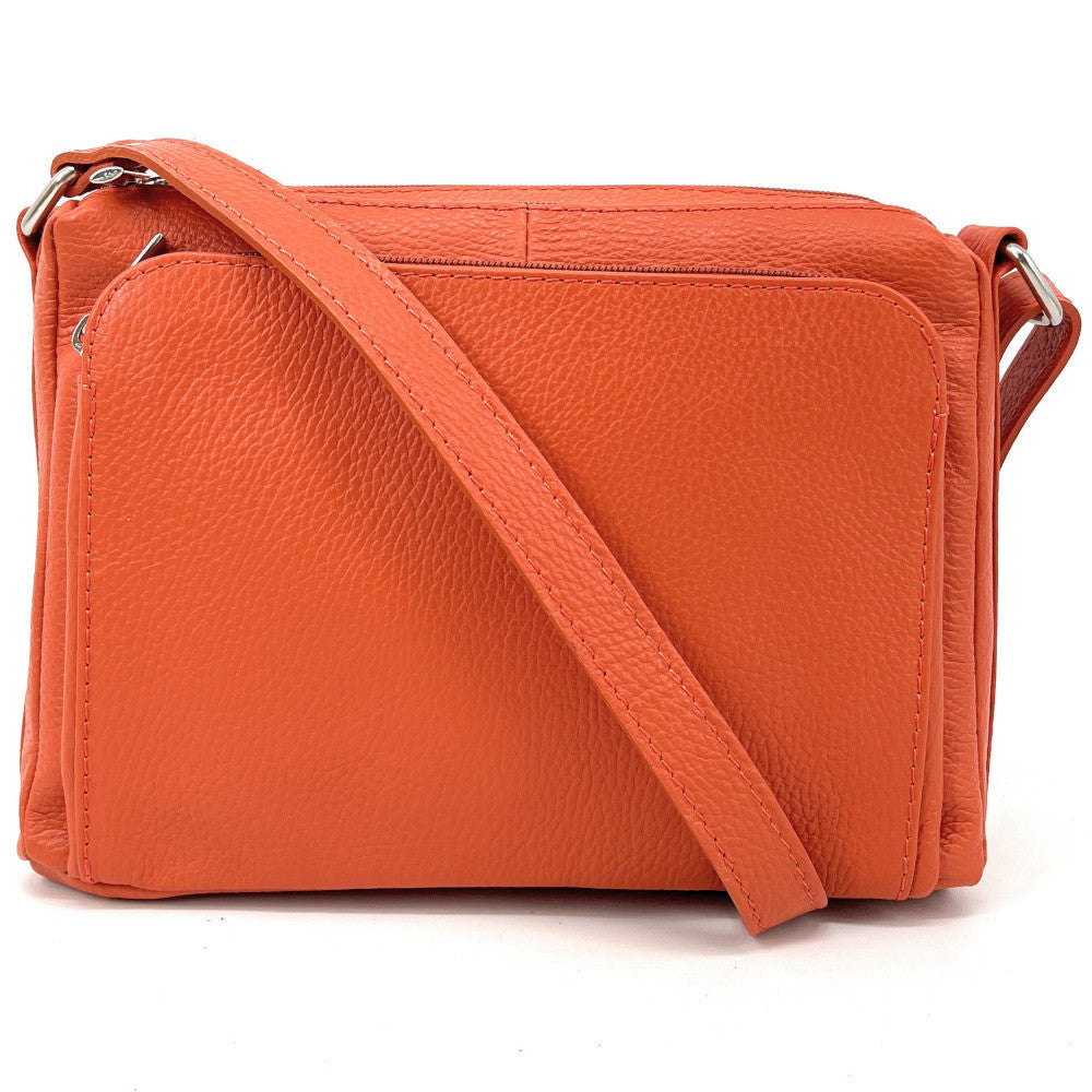 Sac trotteur à bandoulière en cuir grainé MANHATTAN Orange