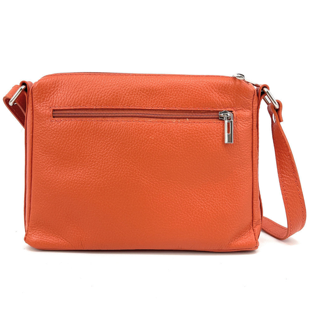 Sac trotteur à bandoulière en cuir grainé MANHATTAN Orange