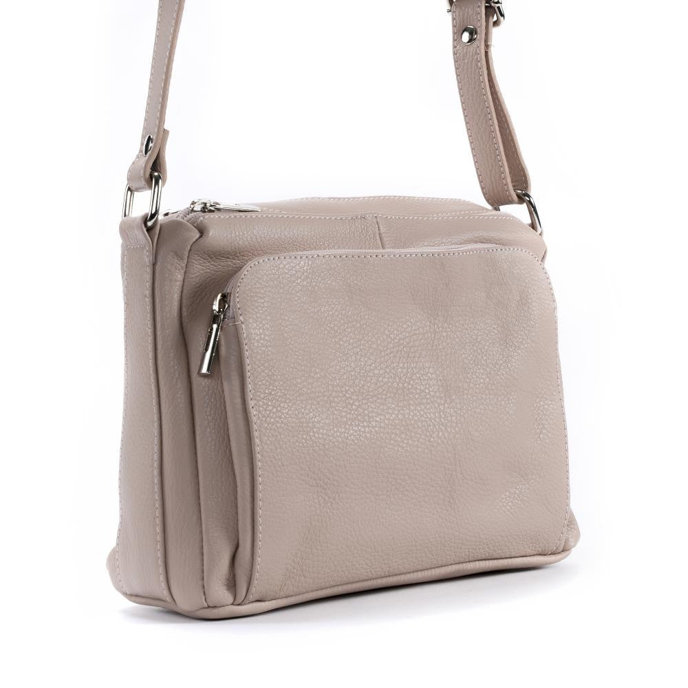 Sac trotteur à bandoulière en cuir grainé MANHATTAN Rose nude