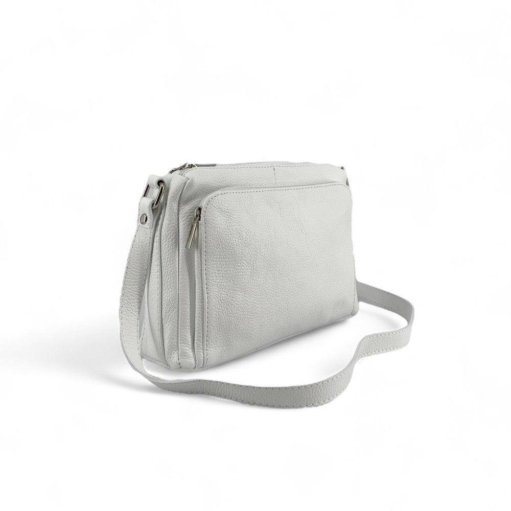 Sac trotteur à bandoulière en cuir grainé MANHATTAN Blanc