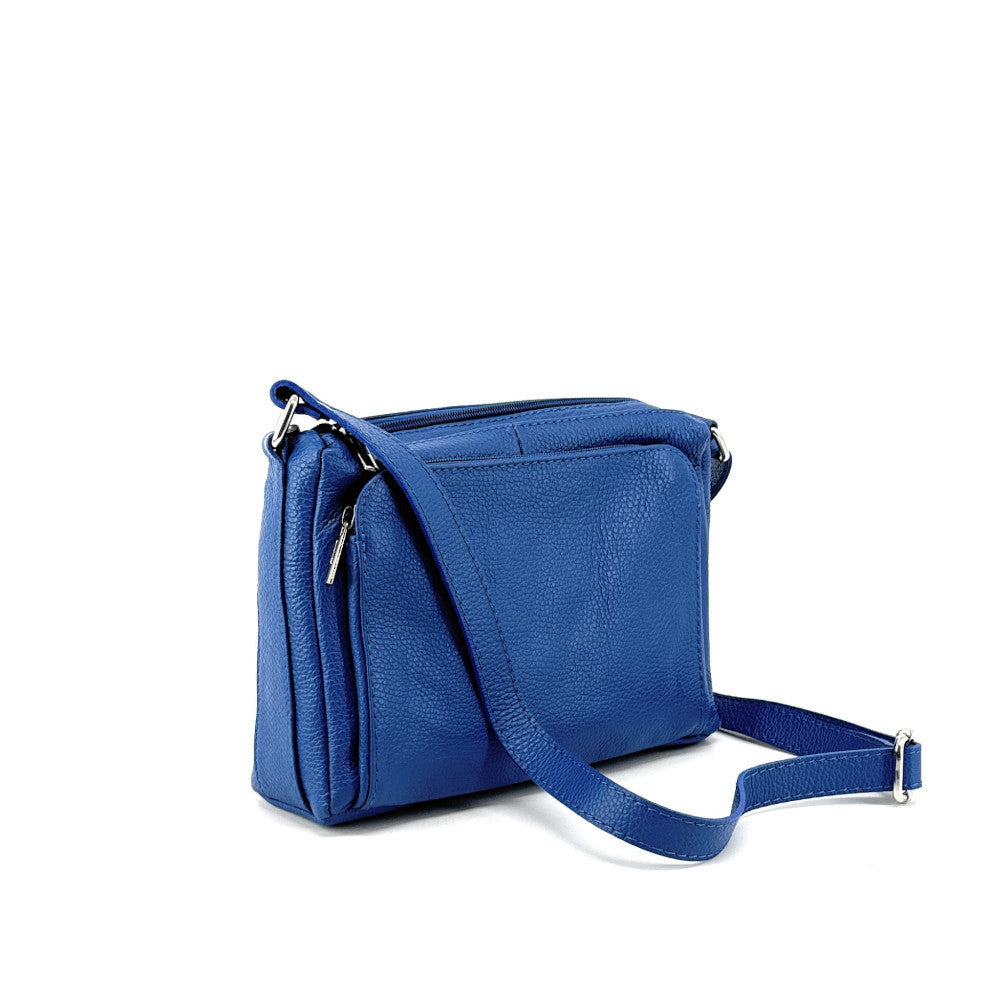 Sac trotteur à bandoulière en cuir grainé MANHATTAN Bleu roi