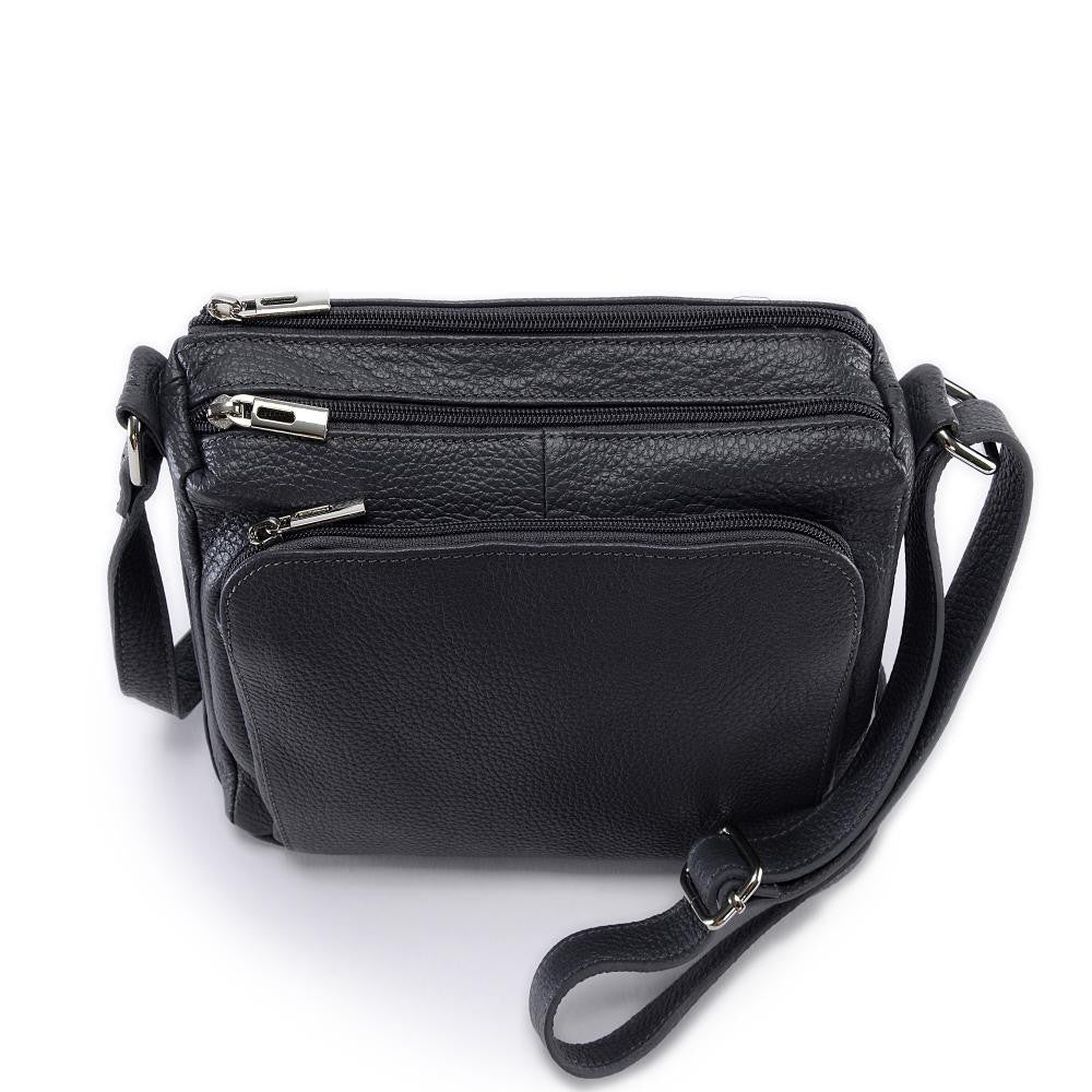 Sac trotteur à bandoulière en cuir grainé MANHATTAN Gris foncé