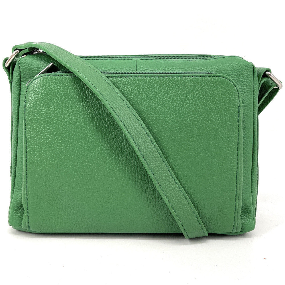 Sac trotteur à bandoulière en cuir grainé MANHATTAN Vert anglais