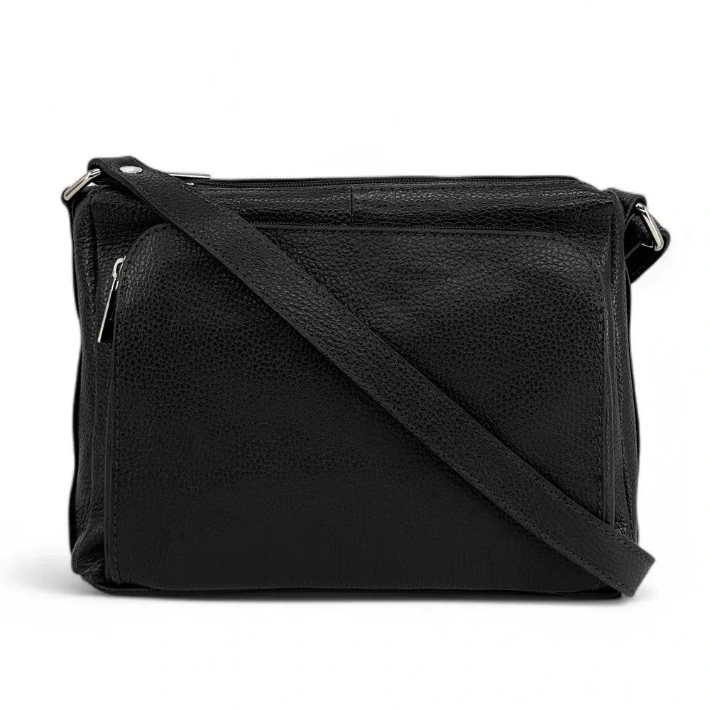 Sac trotteur à bandoulière en cuir grainé MANHATTAN Noir
