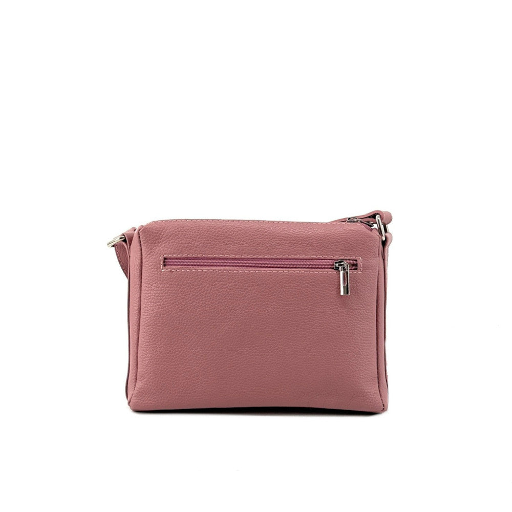 Sac trotteur à bandoulière en cuir grainé MANHATTAN Rose poudre