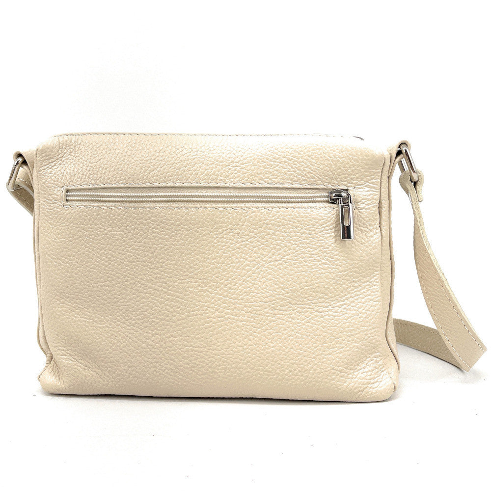 Sac trotteur à bandoulière en cuir grainé MANHATTAN Beige crème