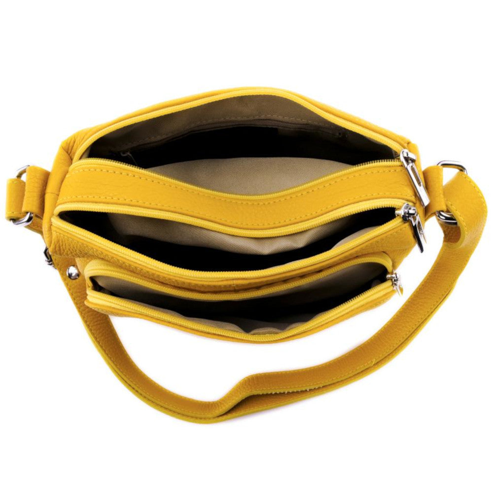 Sac trotteur à bandoulière en cuir grainé MANHATTAN Jaune tournesol