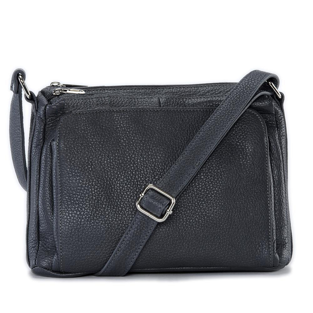 Sac trotteur à bandoulière en cuir grainé MANHATTAN Gris foncé