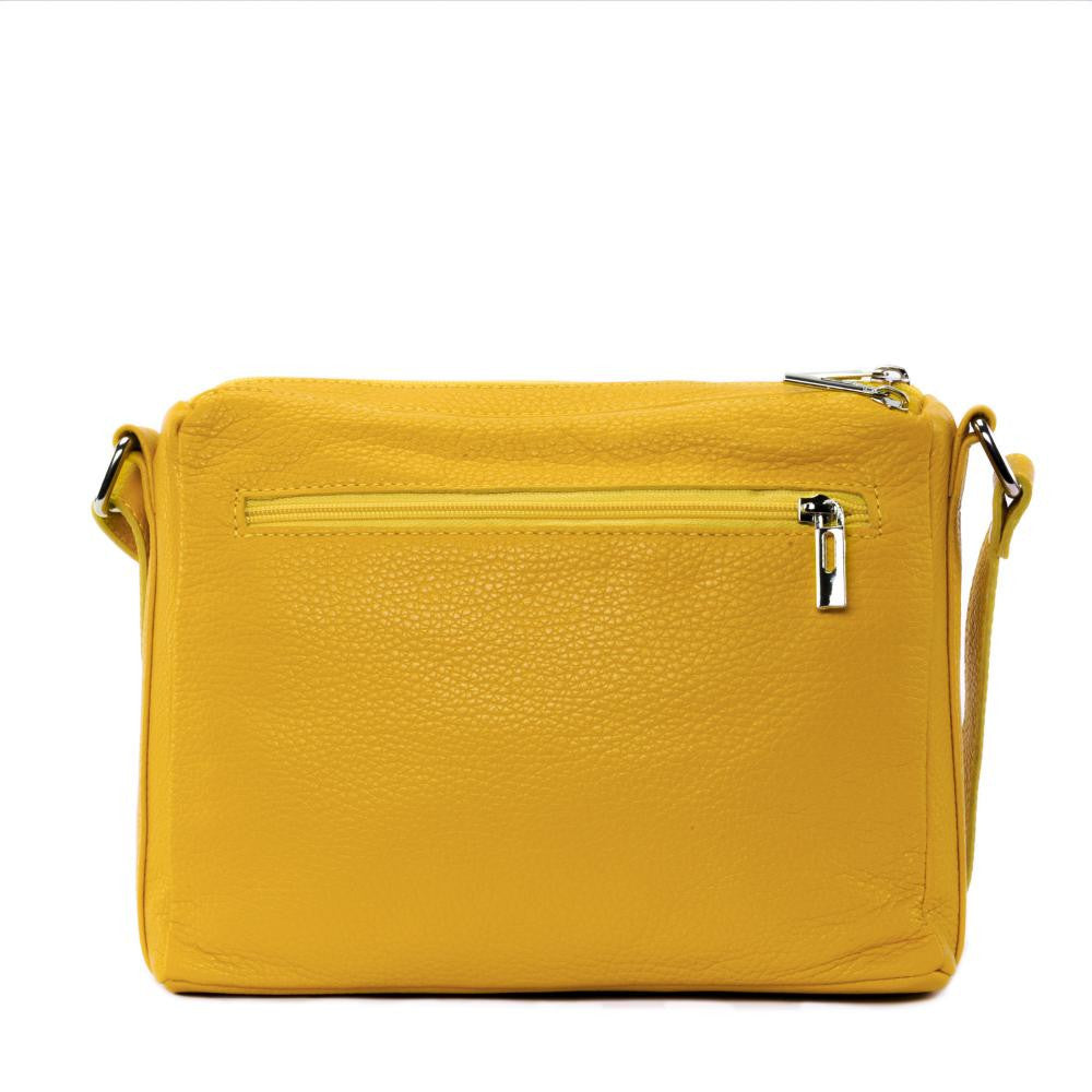 Sac trotteur à bandoulière en cuir grainé MANHATTAN Jaune tournesol