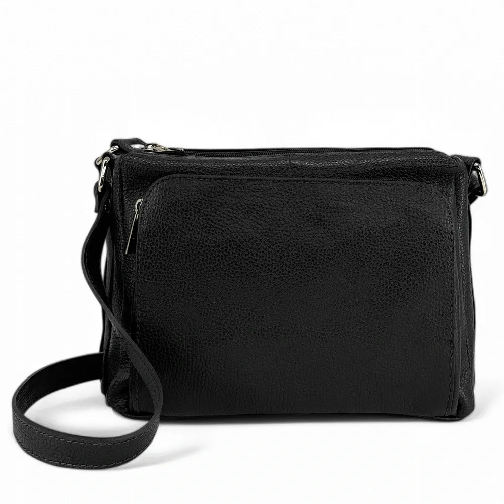 Sac trotteur à bandoulière en cuir grainé MANHATTAN Noir