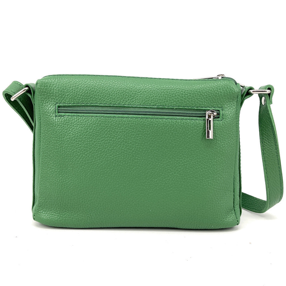Sac trotteur à bandoulière en cuir grainé MANHATTAN Vert anglais