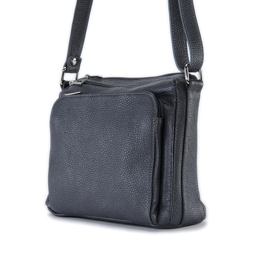 Sac trotteur à bandoulière en cuir grainé MANHATTAN Gris foncé