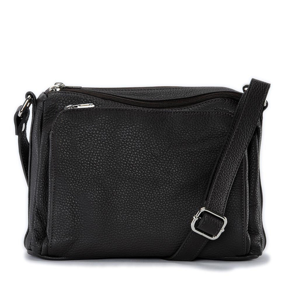 Sac trotteur à bandoulière en cuir grainé MANHATTAN Chocolat