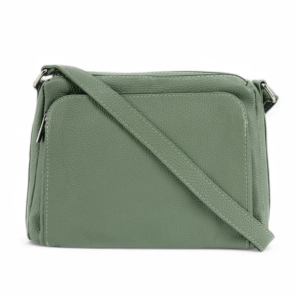 Sac trotteur à bandoulière en cuir grainé MANHATTAN Vert pastel