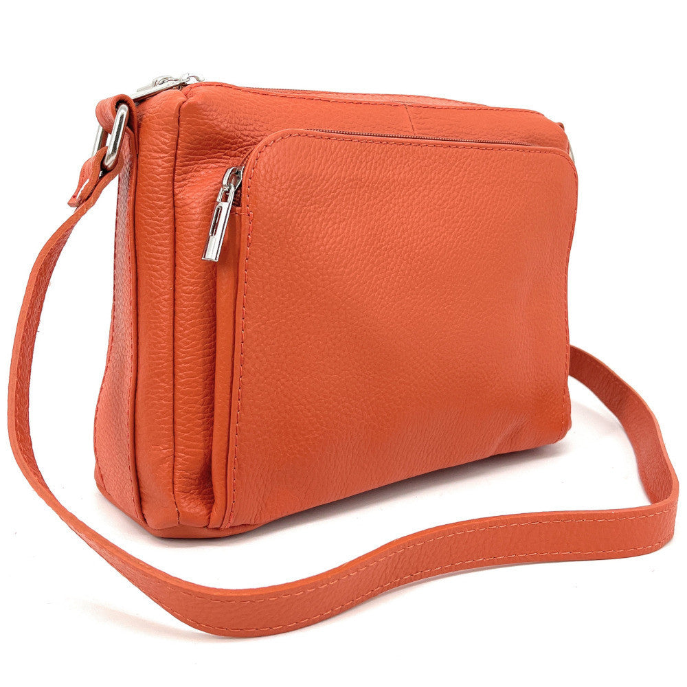 Sac trotteur à bandoulière en cuir grainé MANHATTAN Orange