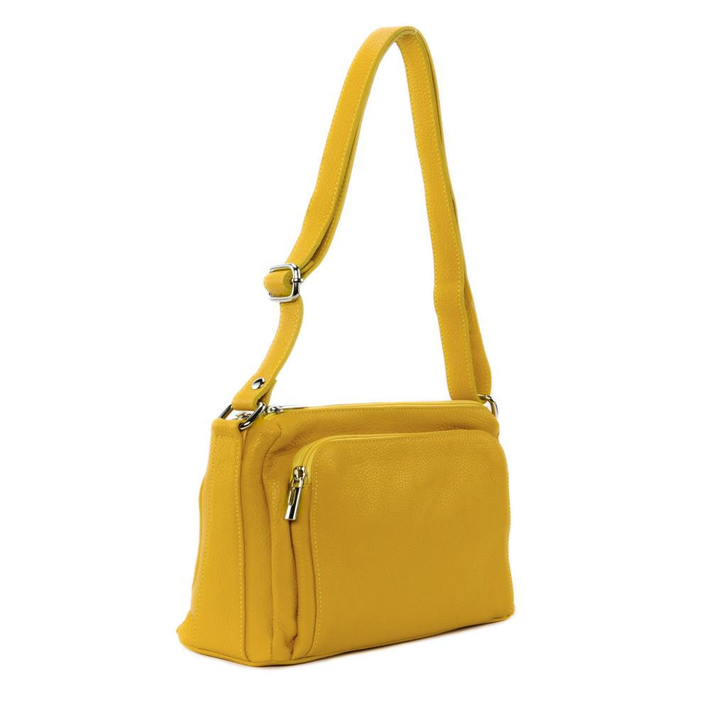Sac trotteur à bandoulière en cuir grainé MANHATTAN Jaune tournesol