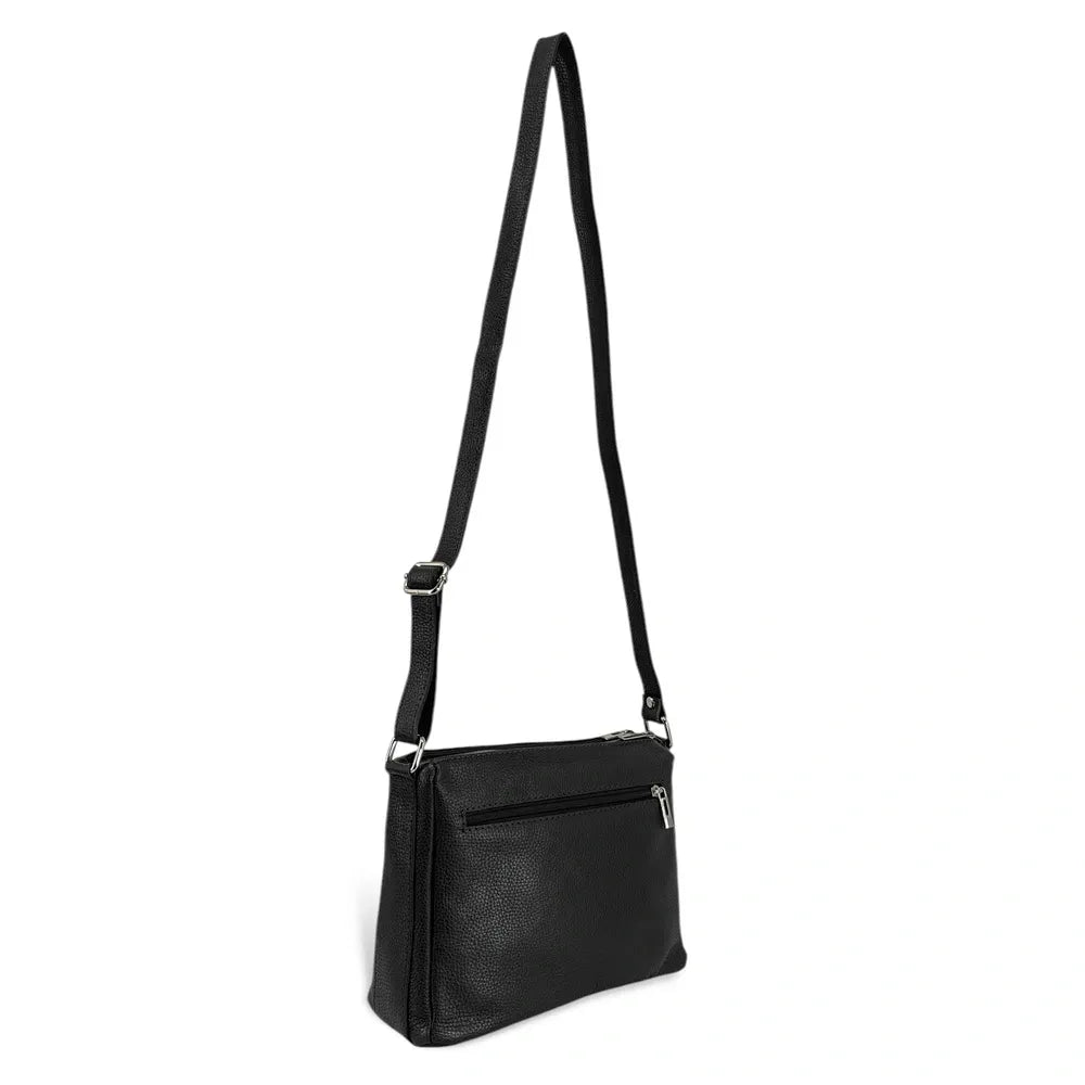 Sac trotteur à bandoulière en cuir grainé MANHATTAN Noir