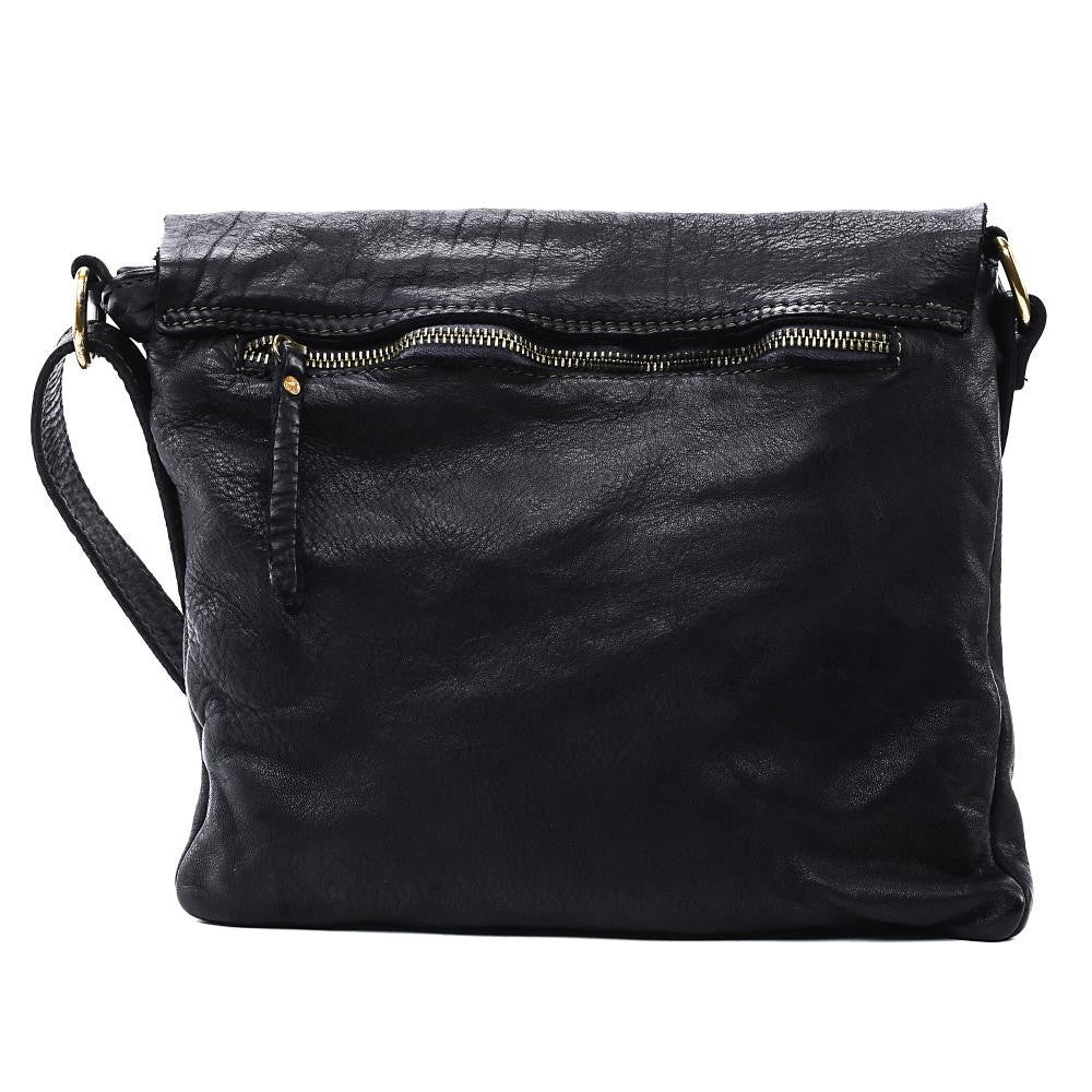 Sac besace à bandoulière en cuir vintage MISS COQUETTE Noir