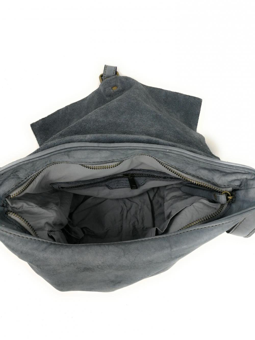 Sac besace à bandoulière en cuir vintage MISS COQUETTE Gris clair