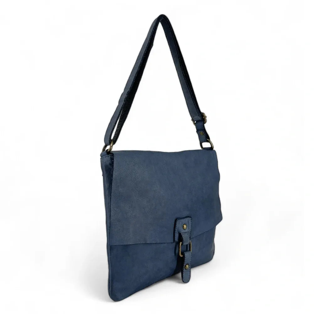 Sac besace à bandoulière en cuir vintage MISS COQUETTE Bleu profond