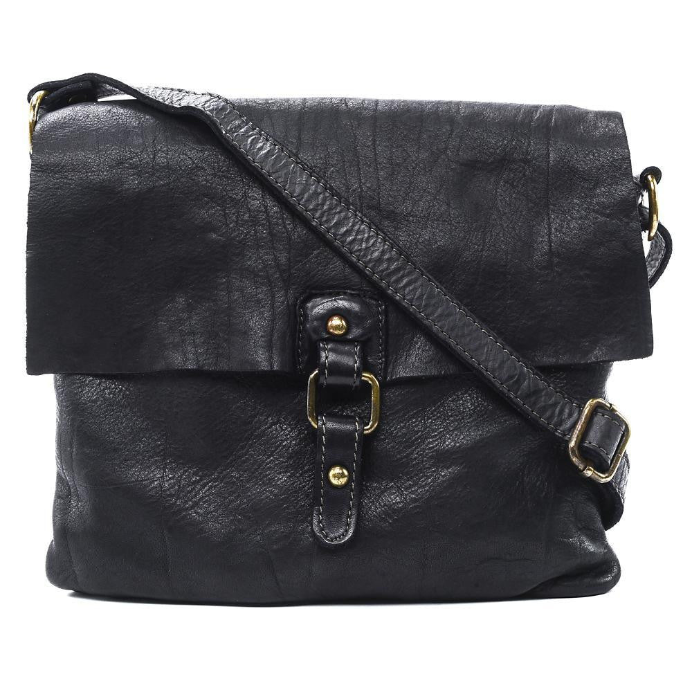 Sac besace à bandoulière en cuir vintage MISS COQUETTE Noir
