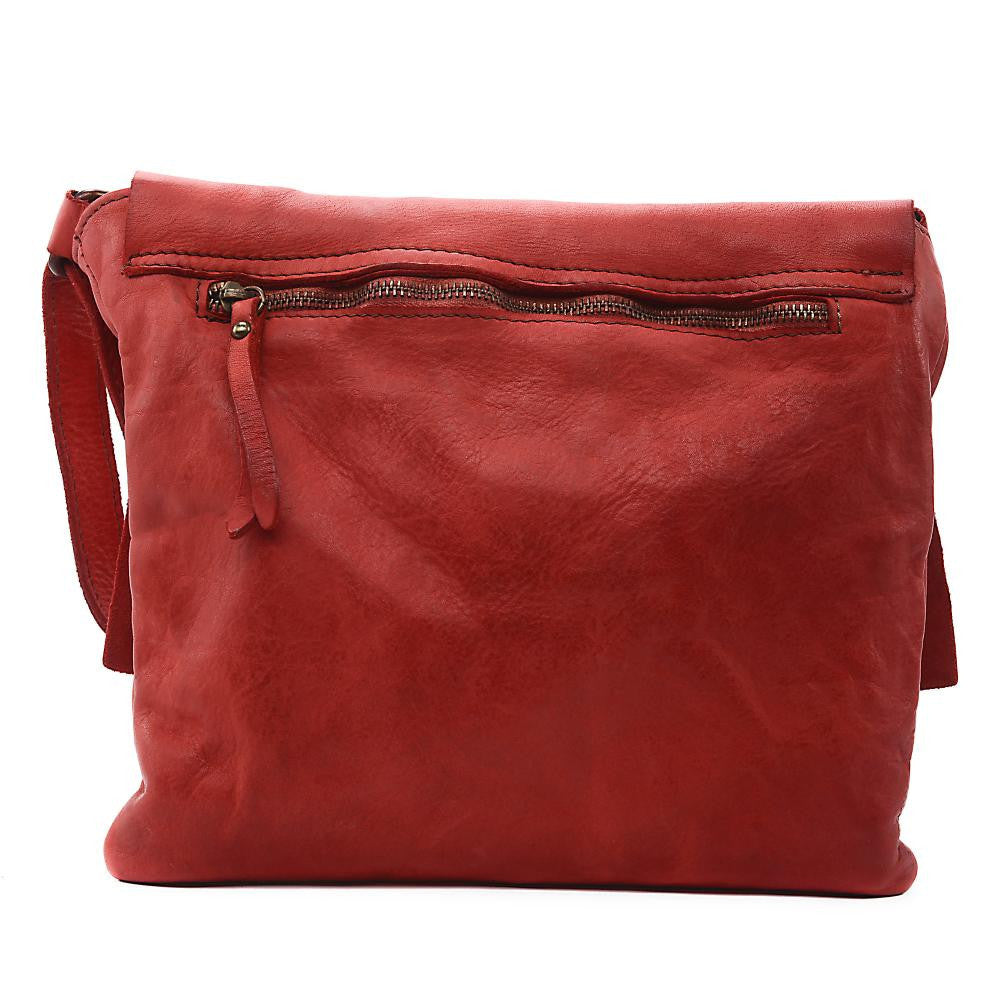 Sac besace à bandoulière en cuir vintage MISS COQUETTE Rouge garance