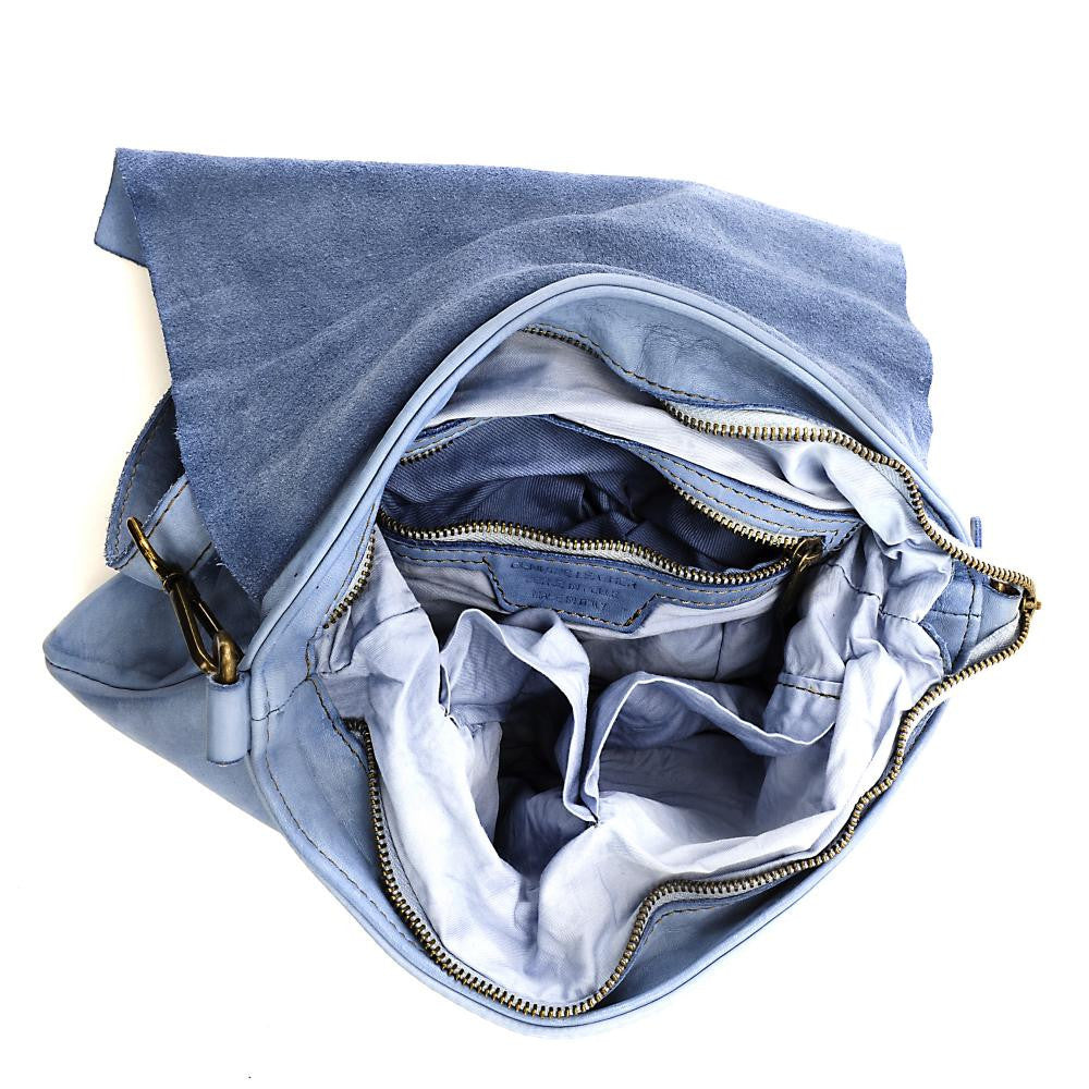 Sac besace à bandoulière en cuir vintage MISS COQUETTE Bleu pastel